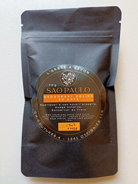 Déodorant solide SAO PAULO (aux grains de café) emballé